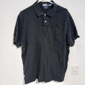 Polo Ralph Lauren All Black Men's Polo Shirt XXL Patches Oversized Logo